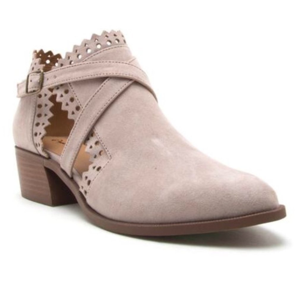 Dainty Cutout Design Taupe Nude Booties